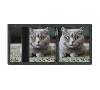 Portafoglio a tre ante con gatto sul tappeto, per uomo e donna, sottile, con blocco RFID, 8 scomparti per carte, 1 scomparto per banconote e 1 finestra per documenti, portafogli tascabili, tasca con