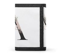 Portafoglio a tre ante con monogramma floreale in oro rosa e lettera A, elegante borsetta con portachiavi, porta carte di credito per scontrini, ricevute, donne e uomini, 5 x 3,3 x 0,2 pollici