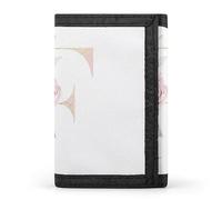 Portafoglio a tre ante con monogramma floreale in oro rosa e lettera F, elegante borsetta con portachiavi, porta carte di credito per scontrini, ricevute, donne e uomini, 5 x 3,3 x 0,2 pollici