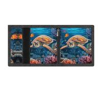 Portafoglio a tre ante con motivo a pesci tropicali e stelle marine, sottile, per uomo e donna, con protezione RFID, 8 scomparti per carte, 1 scomparto per banconote e 1 finestra per documenti, port