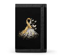 Portafoglio a tre ante con nastro dorato per la consapevolezza del cancro, carino porta carte di credito, pochette per uomo e donna, Stile:, Taglia unica