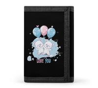 Portafoglio a tre ante con orsetti e palloncini e scomparti per carte di credito, per uomini e donne, Stile:, Taglia unica