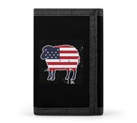 Portafoglio a tre ante con pecore in bandiera americana USA carino slot per carte di credito pochette portafogli per uomo donna, Stile:, Taglia unica