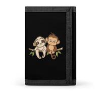 Portafoglio a tre ante con scimmia bradipo per migliore amico, con scomparti per carte di credito, pochette per uomo e donna, Stile:, Taglia unica