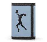 Portafoglio a tre ante con silhouette di una ragazza da pallavolo, con slot per carte di credito, pochette portafogli per uomini e donne, Stile:, Taglia unica