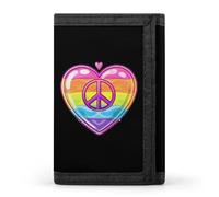 Portafoglio a tre ante con simbolo della pace arcobaleno con bandiera gay orgogliosa e grazioso porta carte di credito, portafoglio per uomini e donne, Stile:, Taglia unica