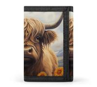 Portafoglio a tre ante con stampa di uccello blu mucca delle Highland Cow Blue Jay Bird con tasca frontale con finestra d'identità, regalo per uomini e donne, Stile:, Taglia unica, MHXYZHW
