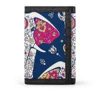 Portafoglio a tre ante con texture glitterata e effetto colore blu e rosa, elegante borsa con portachiavi, porta carte di credito per scontrini, ricevute, donne e uomini, 5 x 3,3 x 0,2 pollici