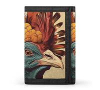 Portafoglio a tre ante da uomo con scritta "C'è un tacchino sulla testa" - Sottile, 8 scomparti per carte, portamonete con cerniera, fermasoldi, scomparto