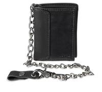 Portafoglio a tre ante da uomo Levi's - Elegante e sottile, con finestra per documenti e porta carte di credito, nero con catena