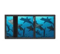 Portafoglio a tre ante Hammerhead Sharks per uomo e donna, sottile, con protezione RFID, 8 scomparti per carte, 1 scomparto per banconote e 1 finestra per documenti, portafogli tascabili, tasca per