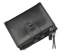 Portafoglio a tre ante in morbida pelle, Portafoglio bifold da uomo con protezione RFID 3,93x1,18x4,72 pollici Marrone Nero(Black)