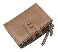 Portafoglio a tre ante in morbida pelle, Portafoglio bifold da uomo con protezione RFID 3,93x1,18x4,72 pollici Marrone Nero(Brown1)