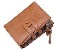 Portafoglio a tre ante in morbida pelle, Portafoglio bifold da uomo con protezione RFID 3,93x1,18x4,72 pollici Marrone Nero(Brown2)