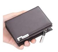 Portafoglio a tre ante in morbida pelle, Portafoglio bifold da uomo in pelle PU con protezione RFID, 13 scomparti for carte, multicolore, 3,54×1,37×4,72 pollici(Bruin)