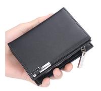 Portafoglio a tre ante in morbida pelle, Portafoglio bifold da uomo in pelle PU con protezione RFID, 13 scomparti for carte, multicolore, 3,54×1,37×4,72 pollici(Black)