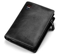 Portafoglio a tre ante in morbida pelle, Portafoglio bifold in pelle da uomo con tasca portamonete e scomparti for carte di credito, multicolore(Black)