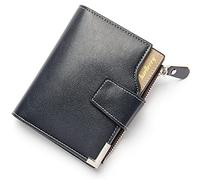 Portafoglio a tre ante in morbida pelle, Portafoglio da uomo in pelle con protezione RFID e tasca portamonete multicolore 4,72x0,78x3,74 pollici(Blu)