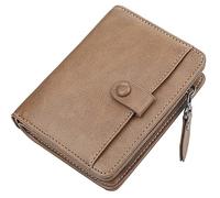 Portafoglio a tre ante in morbida pelle, Portafoglio da uomo in pelle PU con protezione RFID, scomparti for carte e tasca portamonete, 3,74x1,37x4,72 pollici, nero marrone(Unique Colour)