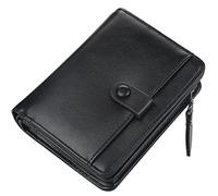 Portafoglio a tre ante in morbida pelle, Portafoglio da uomo in pelle PU con protezione RFID, scomparti for carte e tasca portamonete, 3,74x1,37x4,72 pollici, nero marrone(Black)