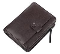Portafoglio a tre ante in morbida pelle, Portafoglio da uomo in pelle PU con protezione RFID, scomparti for carte e tasca portamonete, 3,74x1,37x4,72 pollici, nero marrone(Bruin)