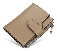 Portafoglio a tre ante in morbida pelle, Portafoglio da uomo multicolore(Beige)