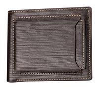 Portafoglio a tre ante in morbida pelle, Portafoglio sottile da uomo con tasca frontale e blocco RFID, 4,72×3,93×0,39 pollici, nero/marrone(Bruin)