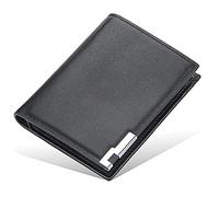 Portafoglio a tre ante in morbida pelle, Portafoglio sottile da uomo in pelle PU con protezione RFID, 3,74 x 0,78 x 4,52 pollici, marrone/nero(Black,Onecolor)