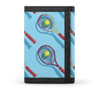 Portafoglio a tre ante per racchetta da tennis, con scomparti per carte di credito, pochette per uomo e donna, Stile:, Taglia unica