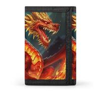 Portafoglio a tre ante per uomo, portamonete sottile con fermasoldi e porta carte di credito, raffigurante il Re Drago in Fuoco, con 8 scomparti per carte.