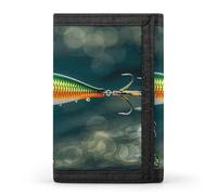 Portafoglio a tre ante per uomo, portamonete sottile in stile esca da pesca, fermasoldi, porta carte di credito con 8 scomparti per carte