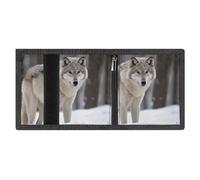 Portafoglio a tre ante Wolf in The Snow per uomo e donna, sottile, con protezione RFID, 8 scomparti per carte, 1 scomparto per banconote e 1 finestra per documenti, portafogli tascabili, tasca per m