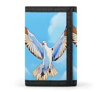 Portafoglio a tre pieghe, portafoglio sottile con stampa gabbiani in volo, portafoglio con tasca frontale, portafoglio a tre ante da uomo, sottile ed elegante, per uomini e donne, nero, taglia unica