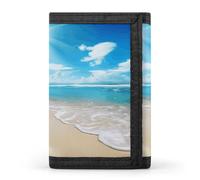 Portafoglio a tre pieghe, portafoglio sottile con stampa luminosa di sole estivo sulla spiaggia, portafoglio con tasca frontale, portafoglio a tre ante da uomo, sottile ed elegante, per uomini e donne