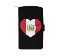 Portafoglio alla moda con bandiera del Perù con cuore porta carte di credito sottile portamonete tasca borsa per telefono portatile borse per donne uomini 20 × 11,5 × 3,8 cm