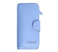 Portafoglio alla moda con cerniera, tinta unita, per carte multiple, carta d'identità, borsa donna, pochette portafoglio en Head, Blu, taglia unica