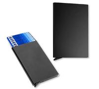 Portafoglio automatico pop-up ultra sottile con blocco RFID, porta carte di credito, per uomini e donne, design elegante e leggero, con tasca frontale, colore nero per proteggere la tua privacy e