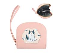 Portafoglio Bambina con Tasca a Gettoni, Carino Gatto Fish piccolo con zip Hand Strap Portafoglio per ragazze Teen Women - Rosa