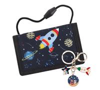 Portafoglio Bambino, Portafogli Bambini Trifold con Cordino, portafoglio ragazzo per Bambini di Età Compresa Tra 5 e 12 Anni Regalo di Natale di Compleanno (Razzo) (Razzo)