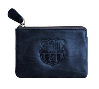 Portafoglio Barcelona FC in vera pelle | Portafoglio compatto con scudo inciso del club | Portafoglio ufficiale da uomo | Vari scomparti per carte e banconote | Regalo Culé (blu)