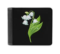 Portafoglio bifold bianco con fiore mughetto della valle in pelle PU portafoglio sottile borsa per donne uomini regali, Stile:, Taglia unica