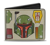 Portafoglio Bifold Con Elementi Utilitari Del Casco Di Boba Fett Di Star Wars
