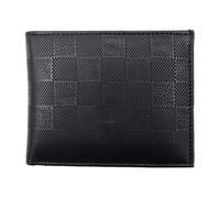 Portafoglio Bifold Da Uomo In Ecopelle Con Motivo A Riquadri Nero E Doppio Patta