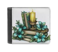 Portafoglio bifold in morbida pelle PU con libri verdi e coppa d'oro, portamonete, porta carte di credito, porta carte resistente, sottile, per uomo e donna, per conservare i soldi