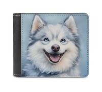 Portafoglio bifold in morbida pelle PU con motivo Jack Russel Terrier blu, portamonete, porta carte di credito, resistente porta carte sottile per uomo e donna, per conservare i soldi