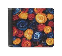 Portafoglio bifold in morbida pelle PU con rose e spirali vorticose, portamonete, porta carte di credito, portafoglio sottile per uomini e donne