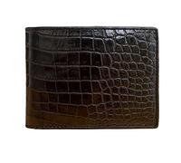 Portafoglio bifold in vero alligatore, da uomo, in vero coccodrillo, Pelle di ventre alligatore nero, 9x 12cm, Casual