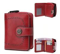 Portafoglio bifold retrò da donna con motivo traforato, portafoglio corto multifunzione alla moda con cerniera, pratico per il lavoro e il tempo libero, con slot per carte di credito/identificazione e