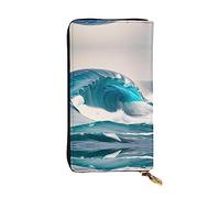 Portafoglio Borsa Cartoon Blue Sea Wave Printing Clutch Piccolo Borsa Adatta Porta Monete Carino Pu Portamonete Per Miglior Regalo, Insegnante, Figlia