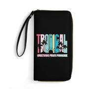 Portafoglio Borsa Tropical Slogan Greetings From Paradise Portamonete Da Donna Elegante Coin Purse Adatta Pochette Per Donna, Uomo, Miglior Regalo